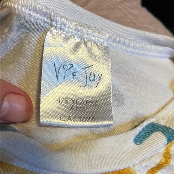 Vi & Jax White Graphic Tee with Black and Blue Accents - Picture 3 of 3